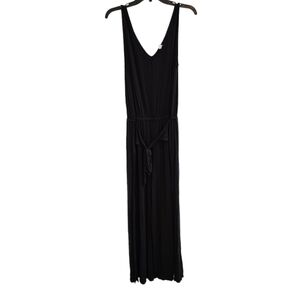 Bp Black Tie Waist Tank Top Jumpsuit with Split Legs